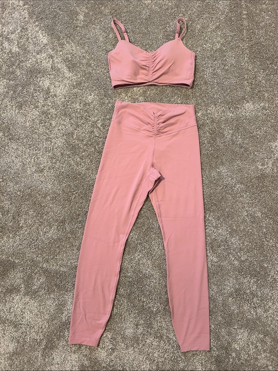 all in motion Other - all in motion Mauve Pink Ruched Seamless Bralette & Leggings Set